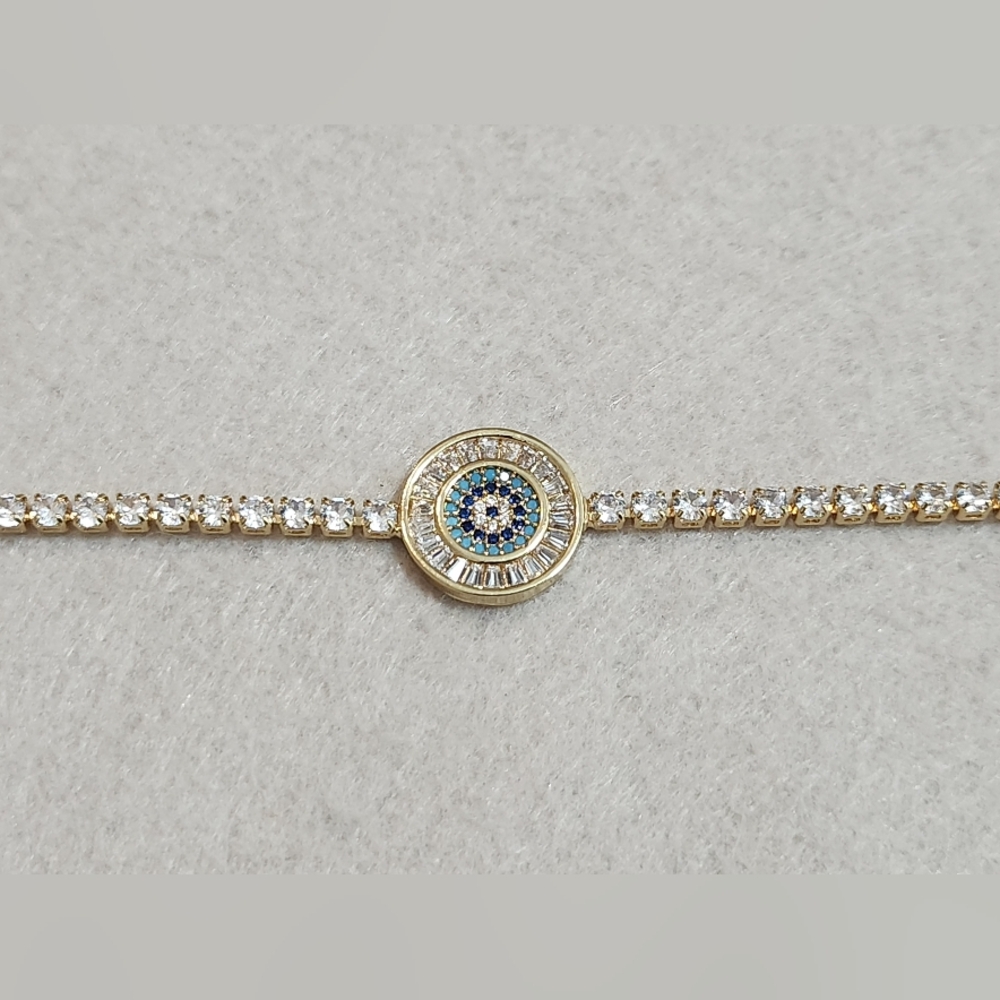 Gold and Blue Evil Eye Bracelet